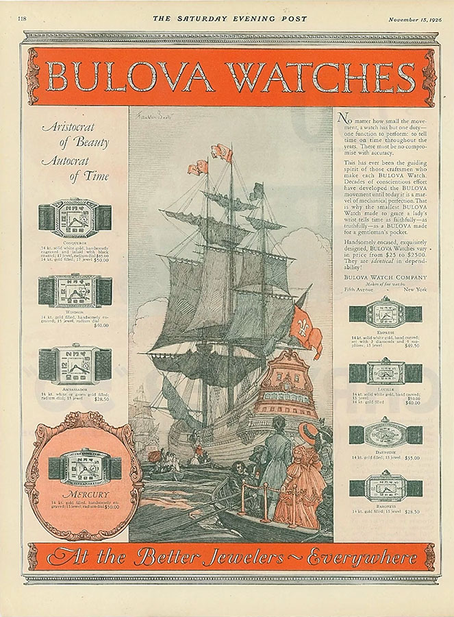 Cartel publicitario 1920 Bulova 150 aniversario